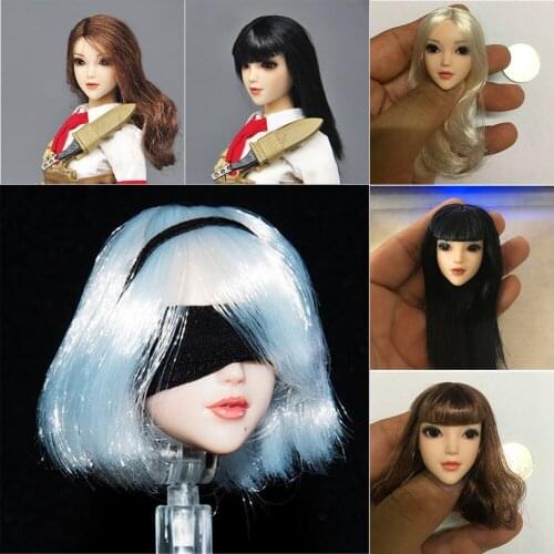 1/6 NieR 2B Girl Head Sculpt with Movable Eyeball OB Style Female Head Carving Fit 12'' Soldier Action Figure Dolls