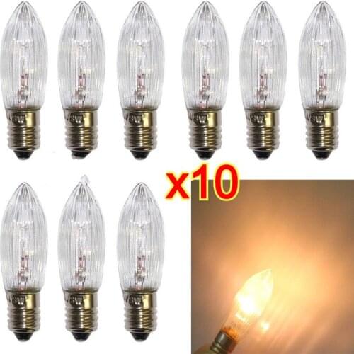 10pcs E10 LED Candle Light Replacement Lamp Bulbs for Light Chains 10V-55V AC for Bathroom Kitchen Home Lamps Bulb Decor Lights