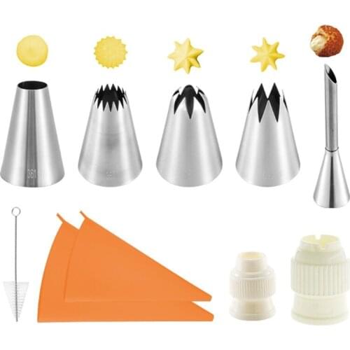 10 Pcs/Set Piping Bag Converter Icing Nozzles Tips Pastry Cupcake Cream Cake Decorating Supplies Kit Baking Tools