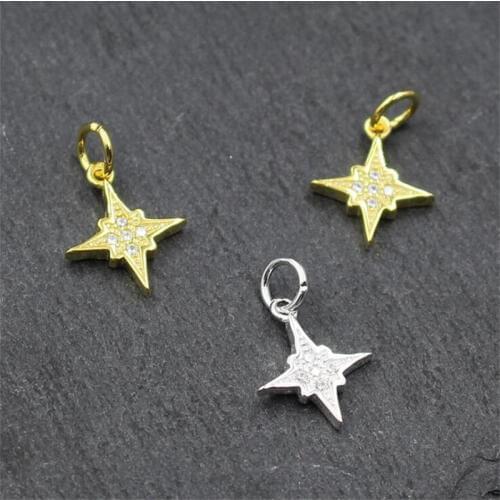 2pcs Fashion Jewelry Gold Silver Color Zircon Crystal Star Charms For Women Accessory Fine Jewelry GPT032