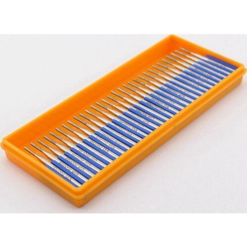 30 Pcs Bur Diamond Grinding Head 1 1.5 2 2.5 3 3.5mm Cylindrical Engraving Bits Coated Carving Burrs Shank 1/8" ILOVETOOL