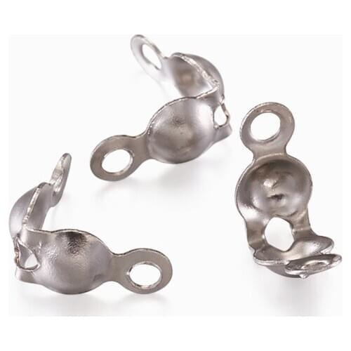 45pcs/5g Stainless Steel Open Clamshell Bead Tip Knot Cover End Crimps Beads Tip Fit Ball Chain for Jewelry Making 3mm inner