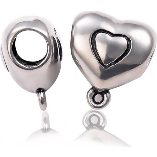 5pcs Stainless Steel Fashion Heart Charms Bracelet Heart Necklace Jewelry Accessory DIY Hanging Charm Jewelry Findings