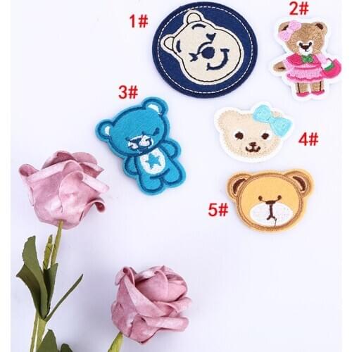 50pcs/lot Embroidery Patches Cartoon Bear Animal Clothing Decoration Sewing Accessories Diy Iron Heat Transfer Applique