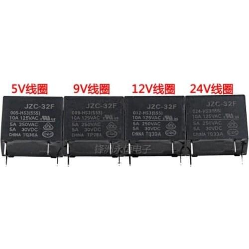 50PCS/lot Power relays HF32F JZC-32F-005-HS3 JZC-32F-009-HS3 JZC-32F-012-HS3 JZC-32F-024-HS3 5A 250VAC 4PIN