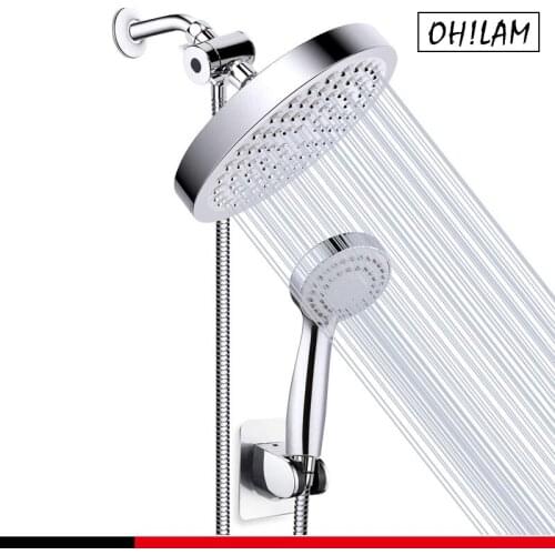 6" Premium High Pressure 3-Way Rainfall Combo with Stainless Steel Hose Enjoy Luxurious Rain Shower Head Hand Held Shower Set