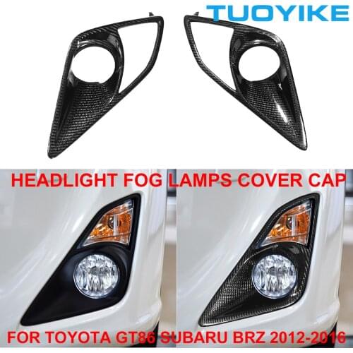 LHD RHD Car Styling Real Carbon Fiber Front Headlight Fog Lamps Bulbs Cover Cap Trim Sticker For Toyota GT86 Subaru BRZ 2012-16