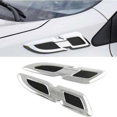 For Toyota RAV4 2016 2017 2018 car cover detector ABS chrome Front Side Foliage Leaf Fender Vent Air Outlet lamp trim 2pcs