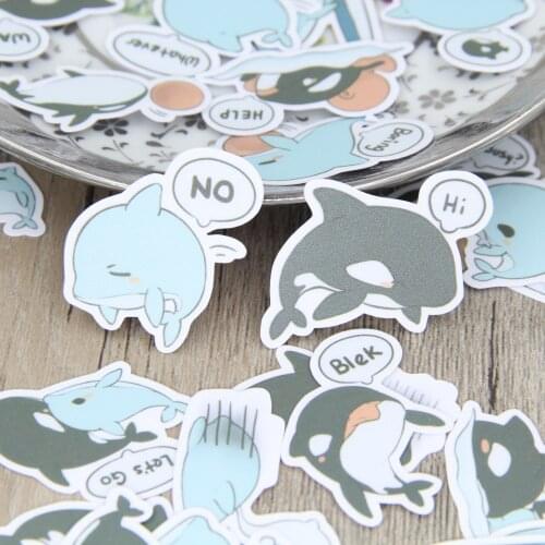 40pcs Waterproof Cute Whale Animal Scrapbooking Stickers DIY Craft Decorative Pack for Children Gift Phone Case Laptop Computer