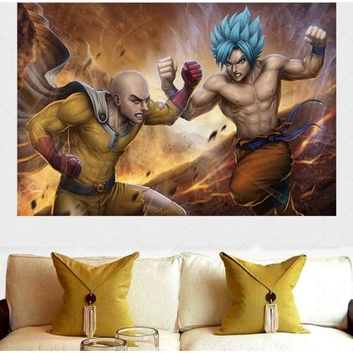 Canvas painting for living room for morden Print One Punch Man Saitama GokuGenos Anime Poster