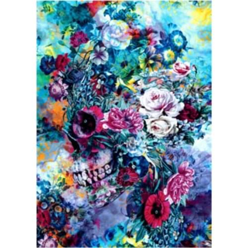 Halloween diamond mosaic flowers sugar skull embroidery painting rhinestone wall sticker decor diamond drawing art needlework