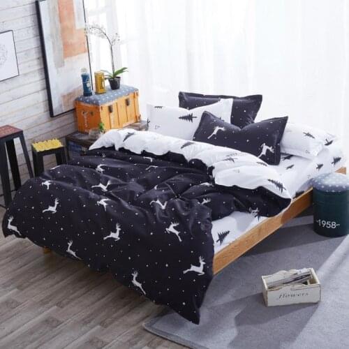 Animal Pattern Quilt Case Fitted Sheet 4pcs Bedding Set Cotton Kid Single Bed Linen 1.2m 1.5m Duvet Cover Full Twin Size