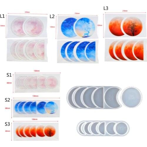 Lunar Eclipse Resin Mold Astronomy Crescent Moon Phases Silicone UV Resin Mold F3MD