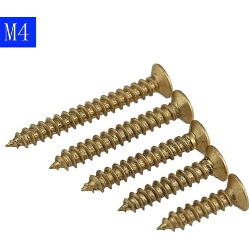 M4 4mm Flat Head Phillips Drive Self Tapping Screws Solid Brass Wood Screws bolts DIN 7982