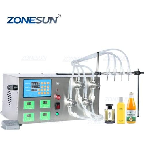 ZS-YTMP4S 4 Head Magnetic Pump Small Scale Bottle Tabletop Liquid Pharmaceutical Filling Machine