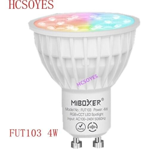 MIBOXER 2.4GHz FUT103 4W GU10 RGB+CCT LED Spotlight AC100~240V 50/60Hz 2700K-6500K Beam Angle: 25° Control Distance: 30m