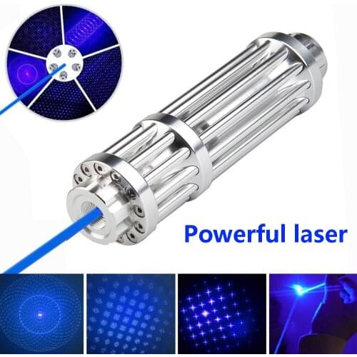 Powerful blue laser flashlight 450nm 1000m focusable laser sight, high-power laser pointer, burning match/burning cigar