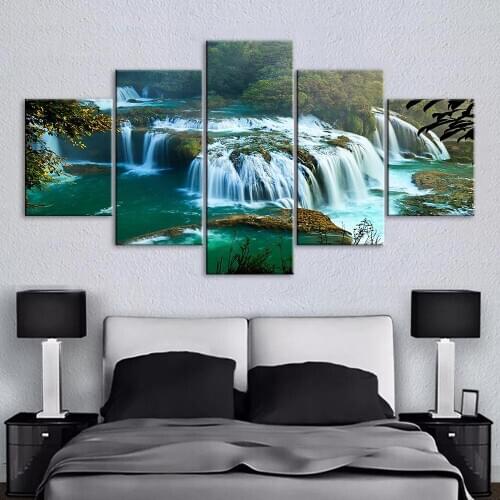5 Panel Grand forest waterfalls multi-picture diamond painting full square round embroidery 3d diy cross stitch mosaic N1120