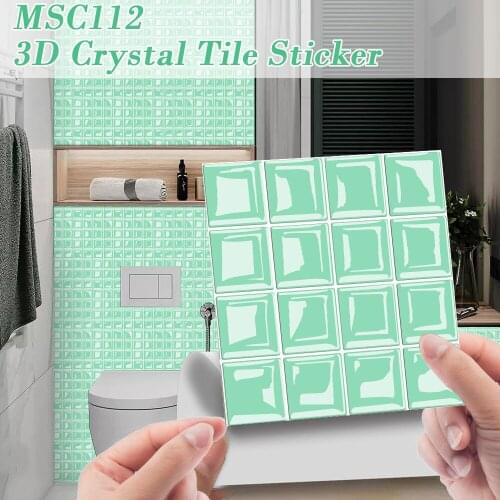 Mosaic Tile Sticker 3D Self-Adhesive Removable Wall Paper Tile DIY Craft Decoration for Kitchen Bathroom GQ