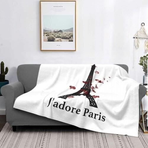 Gift Design I Love Paris Eiffel Tower Blankets Flannel Printed Trip Art Soft Throw Blankets for Bed Bedroom Bedspread