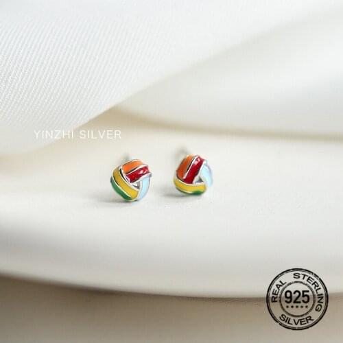 S925 Silver Candy Color Stud Earrings For Women New Trend Korean Fashion Simple Hot Sale Student Friendship Gift Jewelry INEFFA