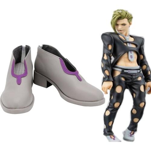 JoJos Bizarre Adventure Golden Wind Pannacotta Fugo Cosplay Boots Grey Shoes Custom Made Any Size Halloween Costume Accessories