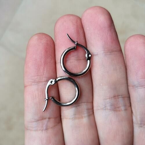 Size 15mm Line 2mm Circle Hoop Earrings Ear Loop Smooth Ring Polishing 316 Stainless Steel Jewelry IP Plating Anti Allergy