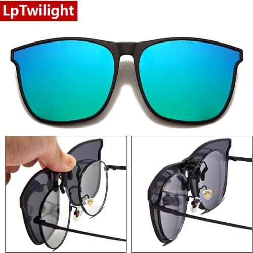 Polarized Clip On Sunglasses Men Photochromic Car Driver Goggles Night Vision Glasses Anti Glare Vintage Square Glasses Oculos