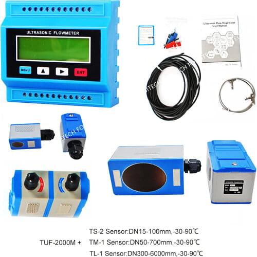 TUF-2000M Water Flow Meter TS-2(DN15~DN100) TM-1 TL-1-HT(-30~160℃) High-Tem Ultrasonic Module Sensor Digital Liquid Flowmeter