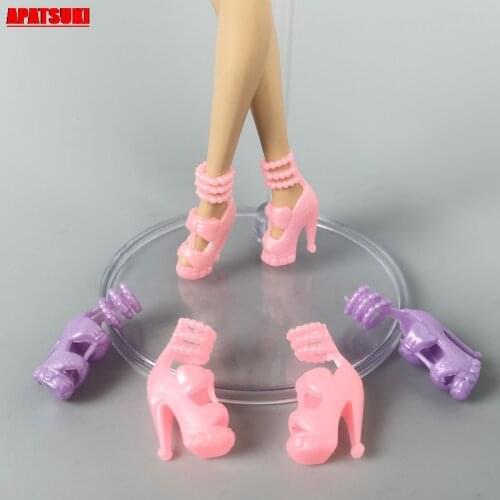 5pairs/lot Random Fashion High Heel Shoes for Barbie Doll Sandal Shoes for 1:6 BJD Doll High Shoes Accessories Dollhouse Kid Toy