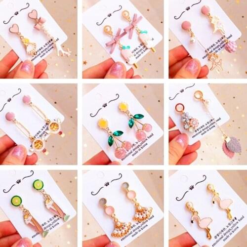 Spring and Summer Fashion Pink Deer Bird Stud Earrings for Women Cute Ice Cream Girls Pendent Earrings Pearls Drop Dangler 2021