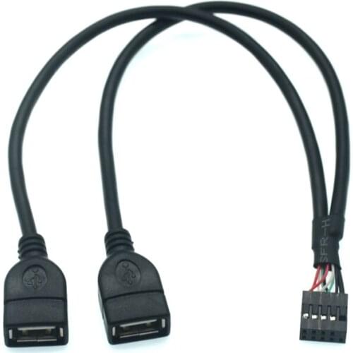 High Quality MotherBoard 9Pin turn USB2.0 two Extension Line Main board Female Header to Dual USB 2.0 Female Adapter Cable