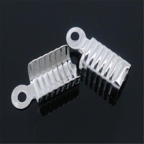 Doreen Box Lovely 500 PCs Silver Color Necklace/Cord Crimp End Caps For DIY Jewelry Making, W/Loop 12mmx5mm (B04215)