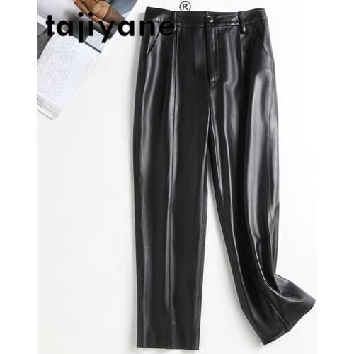 Women for Pants Real Sheepskin High Waist Trousers Korean Style Woman Genuine Leather Pants Mujer Pantalones TN2460