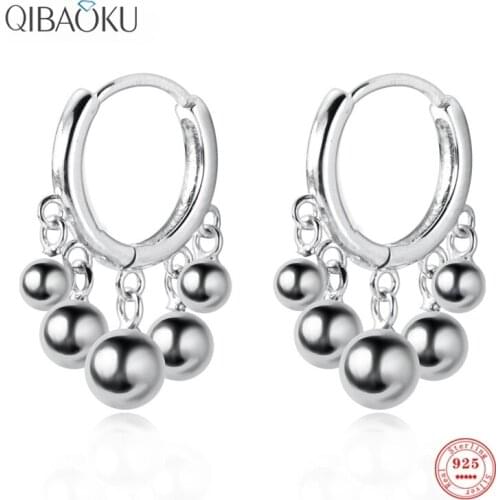 100% 925 Sterling Silver Earrings Simple Light Bead Small Ear Button Short Cute Temperament Hoop Earring Dangle Earrings Jewelry