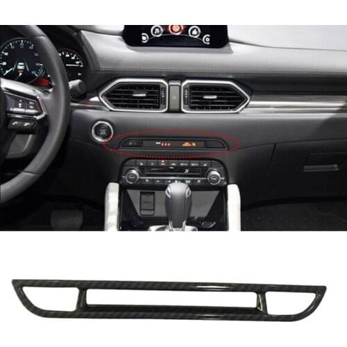 1 Pcs Black Carbon Fiber CD Control Panel Decoration Cover Trim Interior Cap Mouldings Auto Accessories For Mazda CX-5 2017-2020
