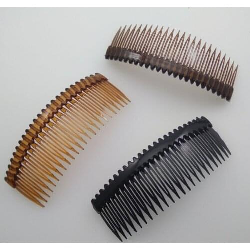 10PCS 4.5cm*12.0cm 24teeth Transparent Dark brown Plain Plastic Hair Combs Waved Bar for diy hair accessories,side combs clear