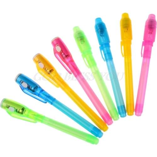 10PCS/Lot Fashion 2 In 1 Magic UV Black Light Creative Combo Stationery Invisible Ink Pen Stationery Drop Shipping