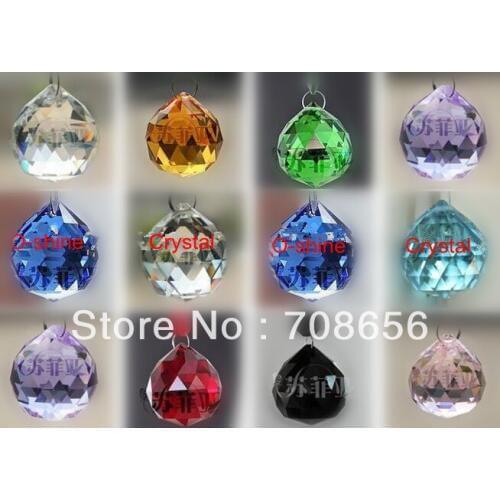 15pcs MIXED COLORS 30MM VINTAGE CRYSTAL FENG SHUI BALL FREE SHIPPING