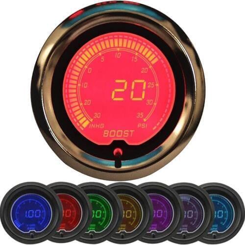 2" 52mm 7 Colors LED Boost/Water/Oil temp/Oil pressure/Volt/Tachometer Car Gauge +Gauge Pods tacometro turbo boost controller