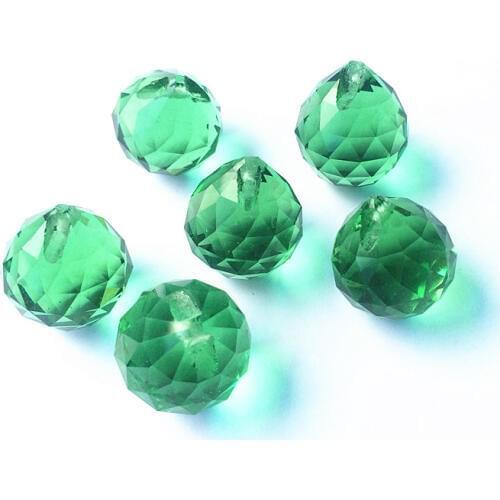24pcs (Free Rings) 20mm Green Faceted Crystal Chandelier Parts Prisms Lighting Balls Glass Suncatcher Wedding Home Decoration