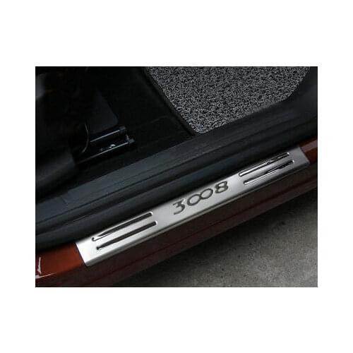 Steel Outer Door Sill Scuff Plate Cover Trim 4pcs For Peugeot 3008 GT 2016-2019
