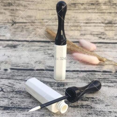 5ML White&Black Plastic Empty Eyeliner Tube, Beauty Eyelashes Growth Liquid Refillable Bottle, Makeup Eyelashes Glue Container