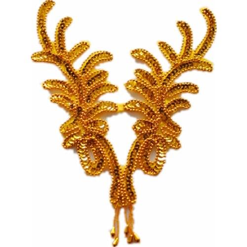 5 Pcs/Lot Gold Sequined Headwear Beading Cosplay Costume Lace Fringe Trims Hair Accessory Lace Collar 20.5cm*19.5cm+3.5cm