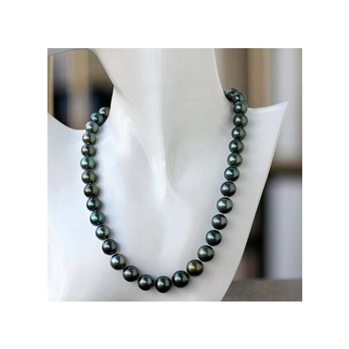 Free shipping HOT SELL south sea Excellent gloss AAA 9-10 mm SouthSea black pearl necklace 17.5" 14K GOLD CLASP
