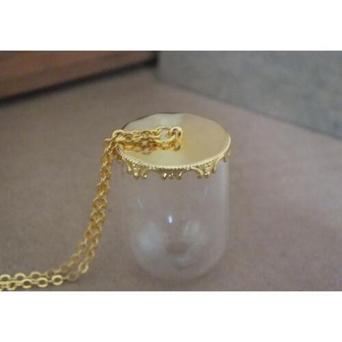 Free ship!! 38x25mm DIY arch glass globe bottle pendant,with gold crown cap ,with chain,art necklace pendant,glass vial pendant