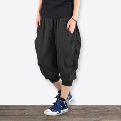 Harem Pants Mens Lightweight Summer Pants Baggy Joggers Sweatpants 8xl Plus Size Black