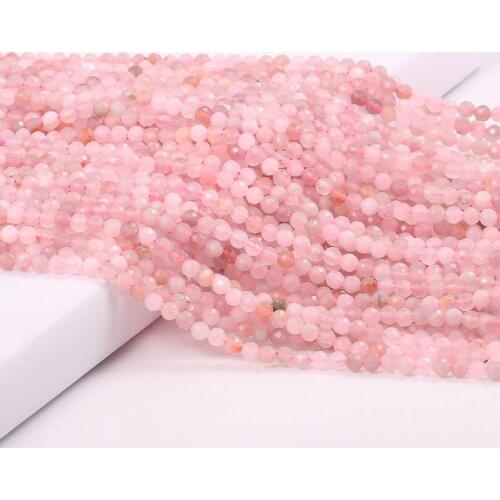 Natural Semi Precious Stone Beads Circular Section Rose Quartzes DIY For Making Bracelet Necklace 38cm / Piece
