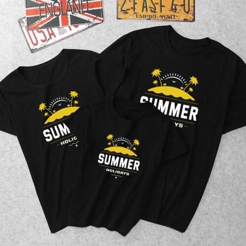 Baby Summer Tshirts Mum Dad Bebe Matching Clothes Mama And Papa Beach Wear Tops Print Beach And Letter Clothing Family Look