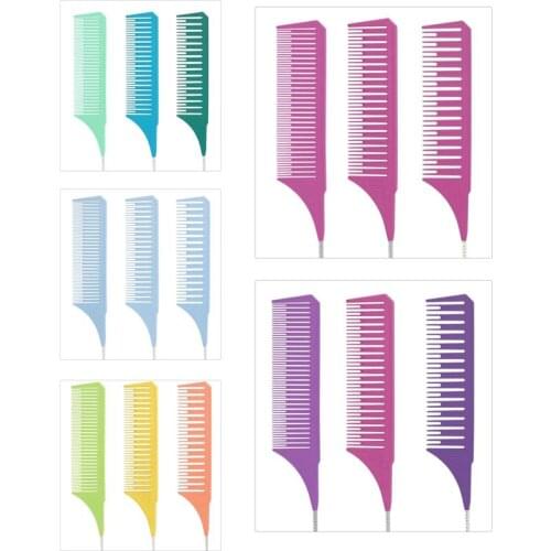 3Pcs Fine-Tooth Comb Metal Pin Anti-Static Hair Style Rat Tail Comb Hair Edge Styling Hairdressin Beauty Tools Trimmer Brushes